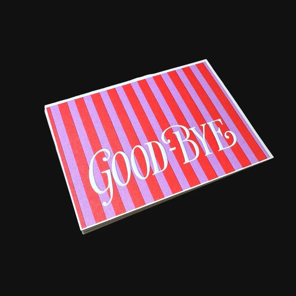 Vintage Hallmark Goodbye Party Invitations Red Purple Striped Set of 9 60PM 721